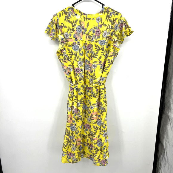 Style & Co Yellow Floral Flutter Sleeve Ruffle Summer Dress Size L Large New - Picture 8 of 10